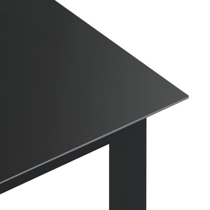 havebord 190x90x74 cm aluminium og glas sort