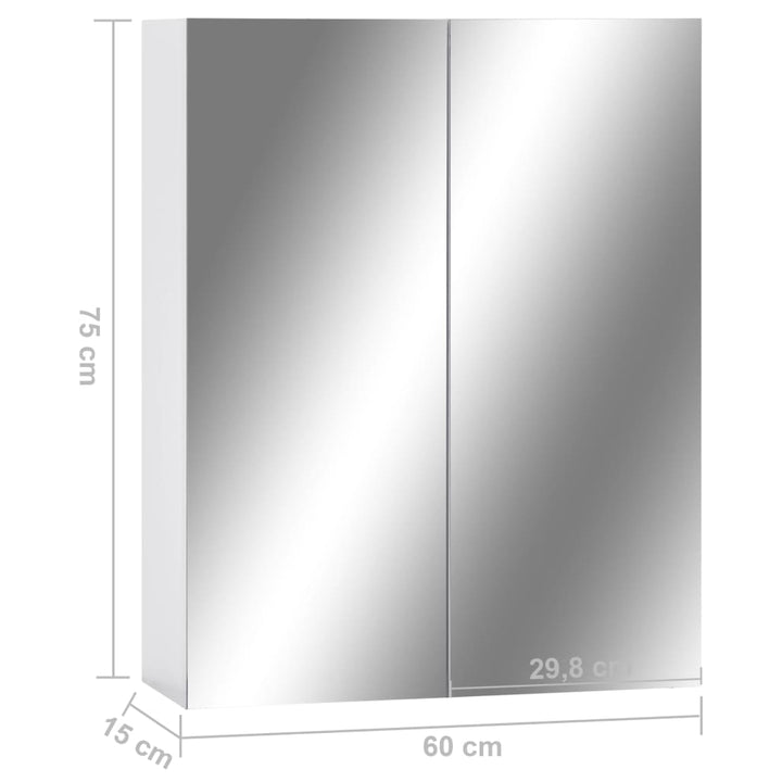 323607 vidaXL Bathroom Mirror Cabinet White 60x15x75 cm MDF