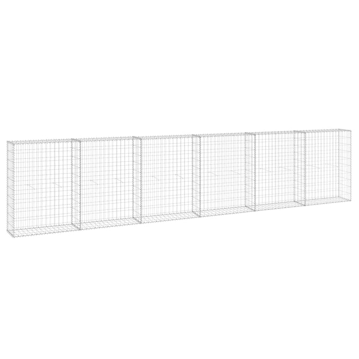 gabionvæg med dæksler 300x30x100 cm galvaniseret stål
