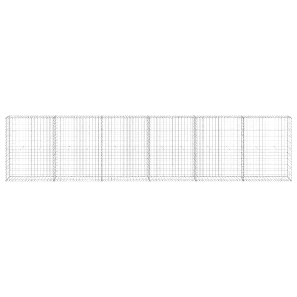 gabionvæg med dæksler 300x30x100 cm galvaniseret stål
