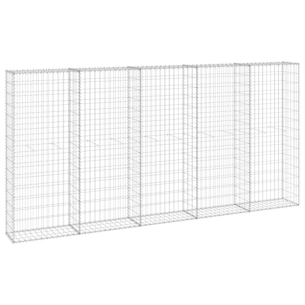 gabionvæg med dæksler 300x30x150 cm galvaniseret stål