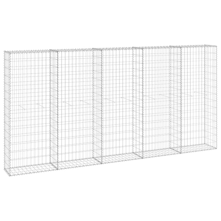 gabionvæg med dæksler 300x30x150 cm galvaniseret stål