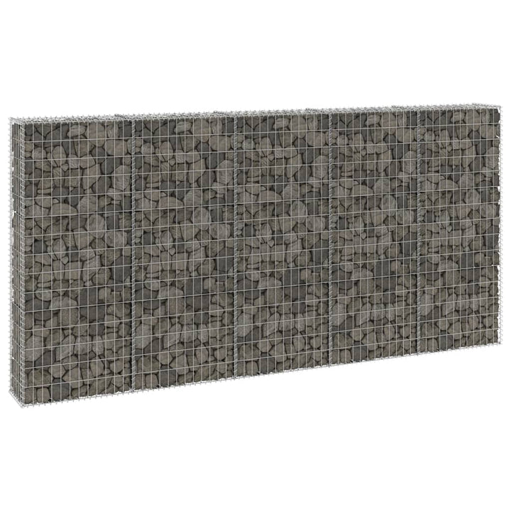 gabionvæg med dæksler 300x30x150 cm galvaniseret stål