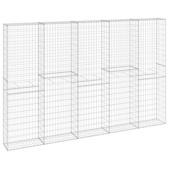 gabionvæg med dæksler 300x30x200 cm galvaniseret stål