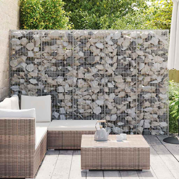 gabionvæg med dæksler 300x30x200 cm galvaniseret stål
