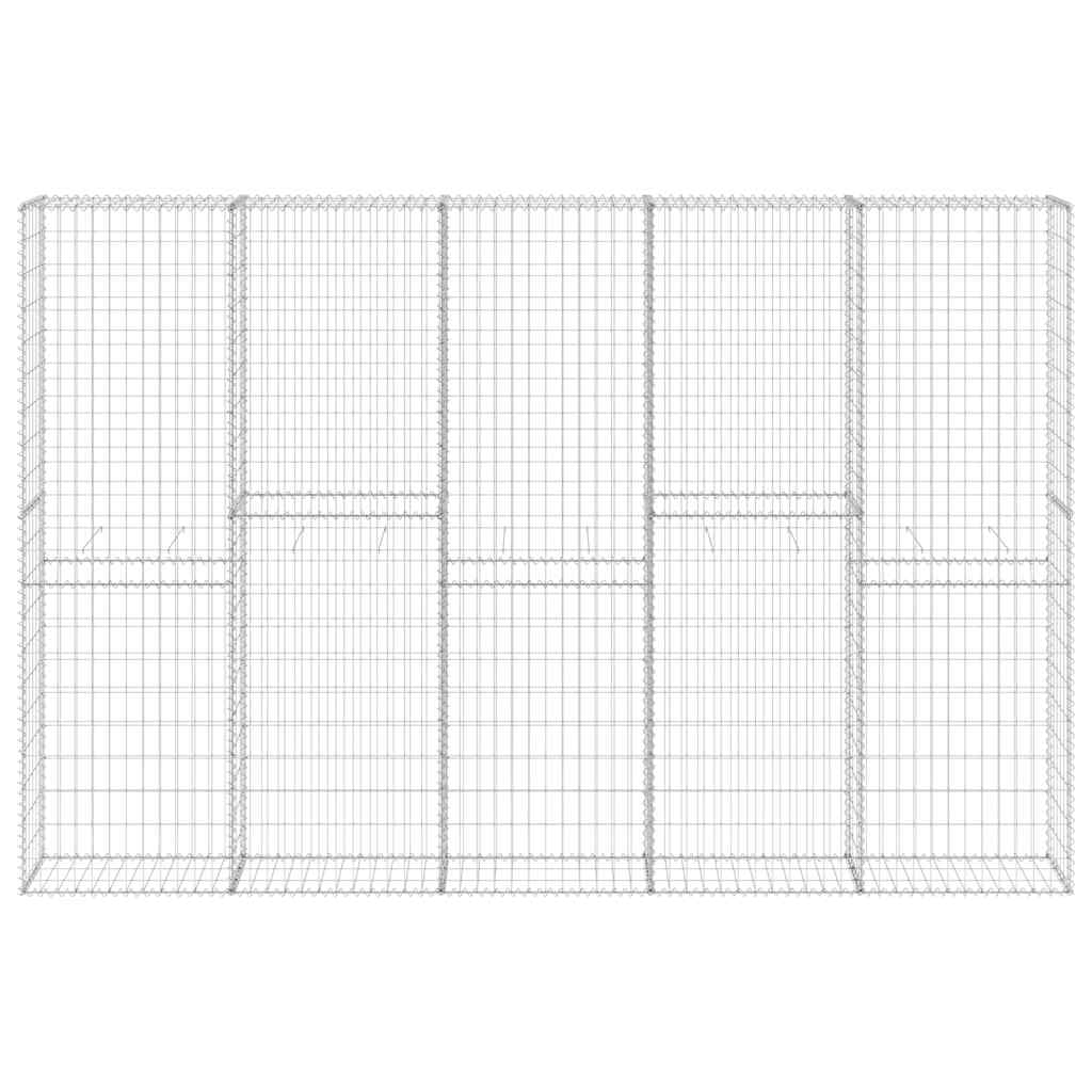 gabionvæg med dæksler 300x30x200 cm galvaniseret stål