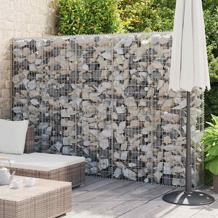 gabionvæg med dæksler 300x30x200 cm galvaniseret stål