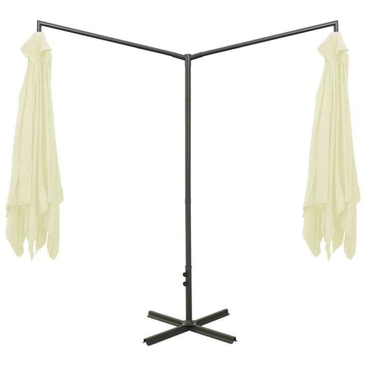 dobbelt parasol 600x300 cm stålstang sandfarvet