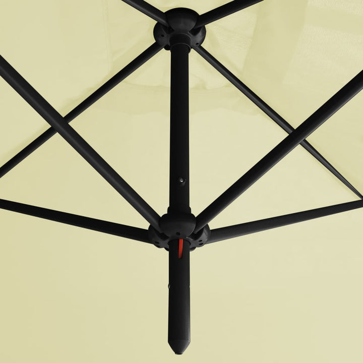 dobbelt parasol 600x300 cm stålstang sandfarvet