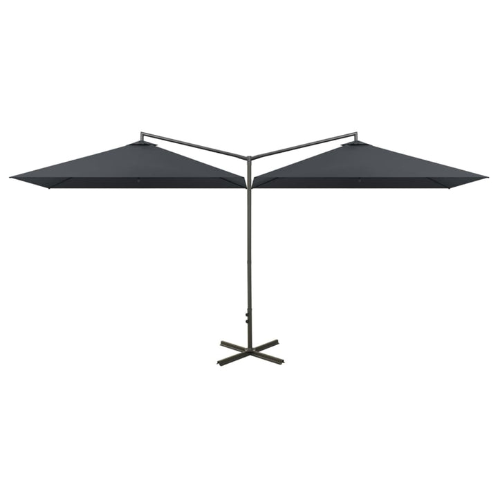 dobbelt parasol 600x300 cm stålstang antracitgrå