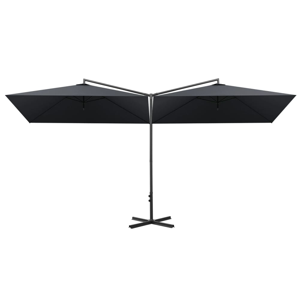 dobbelt parasol 600x300 cm stålstang antracitgrå