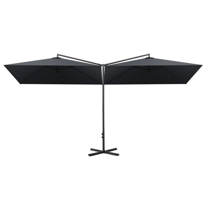 dobbelt parasol 600x300 cm stålstang antracitgrå