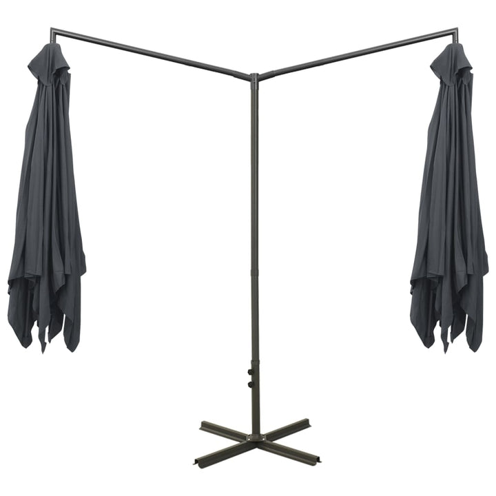 dobbelt parasol 600x300 cm stålstang antracitgrå