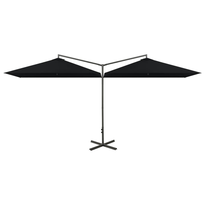 dobbelt parasol 600x300 cm stålstang sort