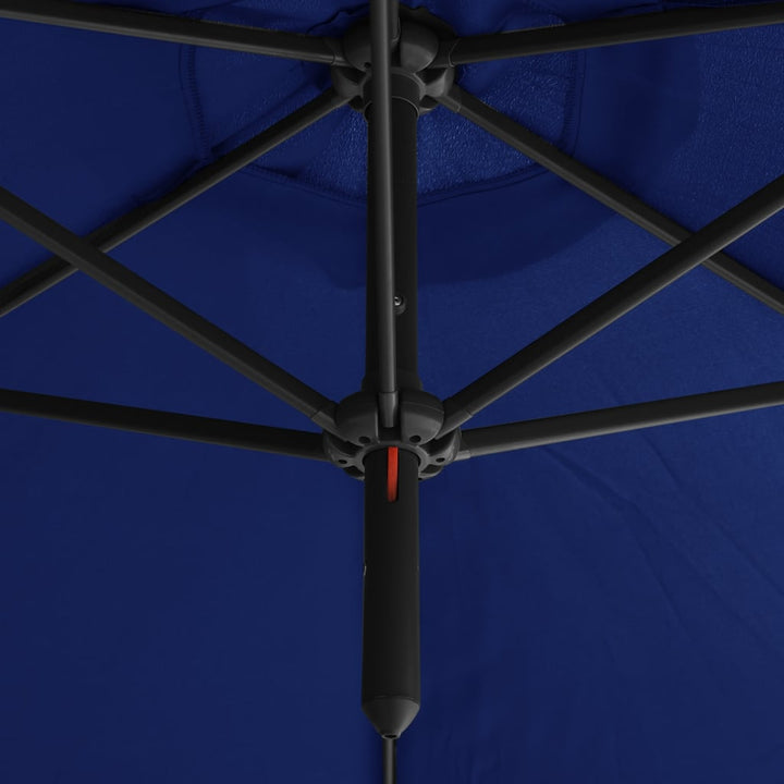 dobbelt parasol 600 cm stålstang azurblå