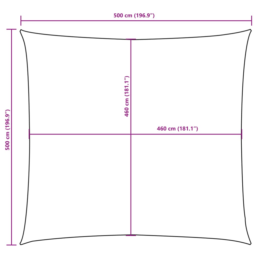 solsejl 5x5 m firkantet oxfordstof beige