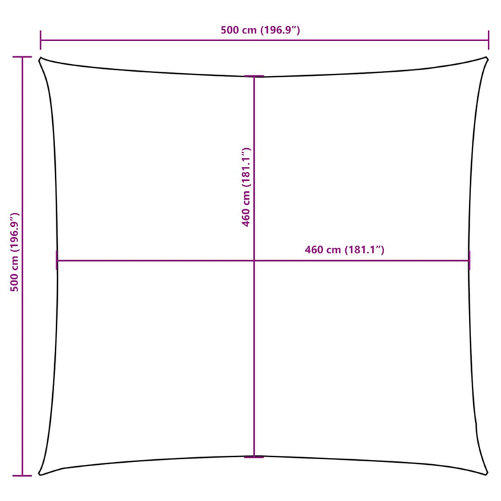 solsejl 5x5 m firkantet oxfordstof beige