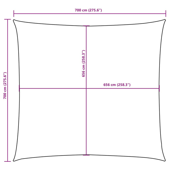 solsejl 7x7 m firkantet oxfordstof beige