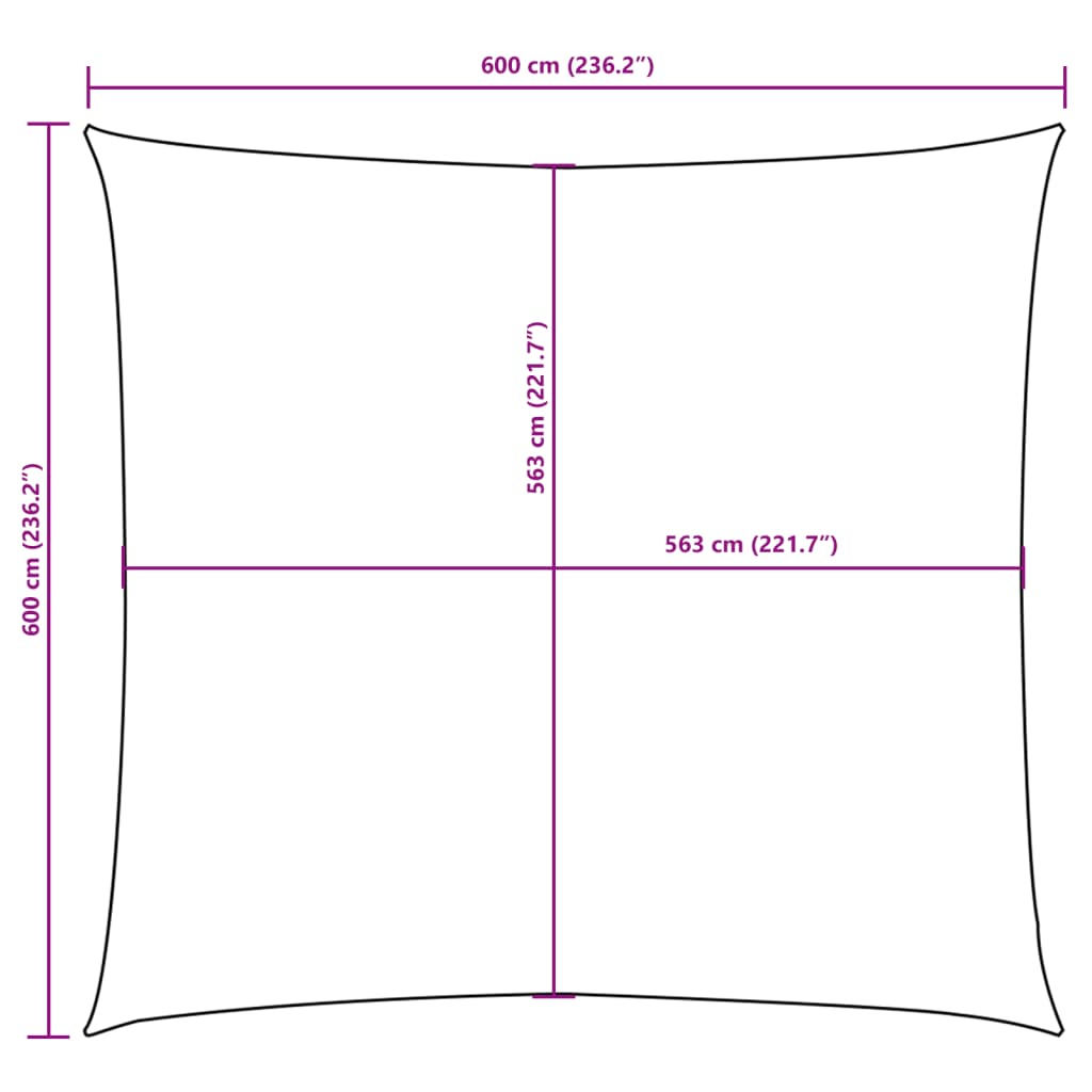 solsejl 6x6 m firkantet oxfordstof cremefarvet