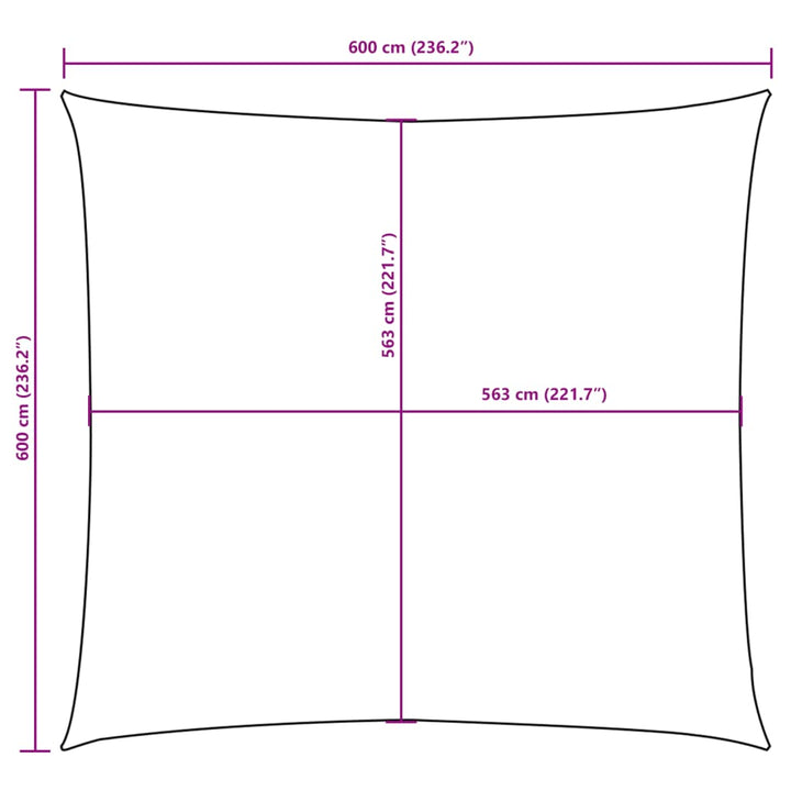 solsejl 6x6 m firkantet oxfordstof sort