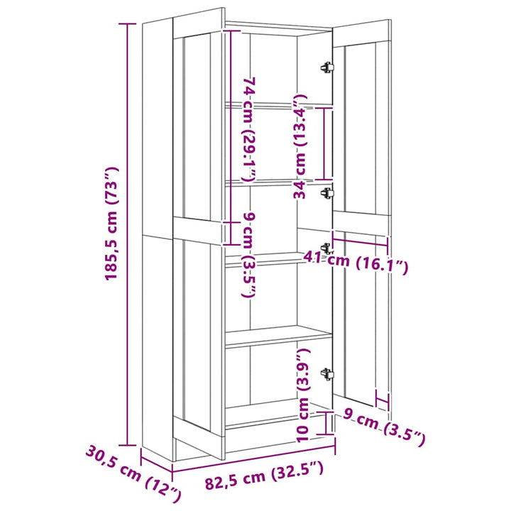 bogskab 82,5x30,5x185,5 cm konstrueret træ sonoma-eg
