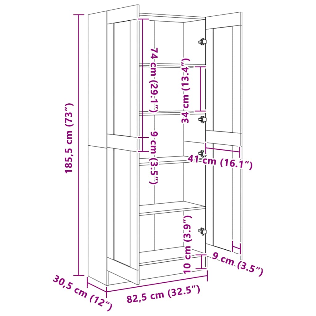 bogskab 82,5x30,5x185,5 cm konstrueret træ betongrå