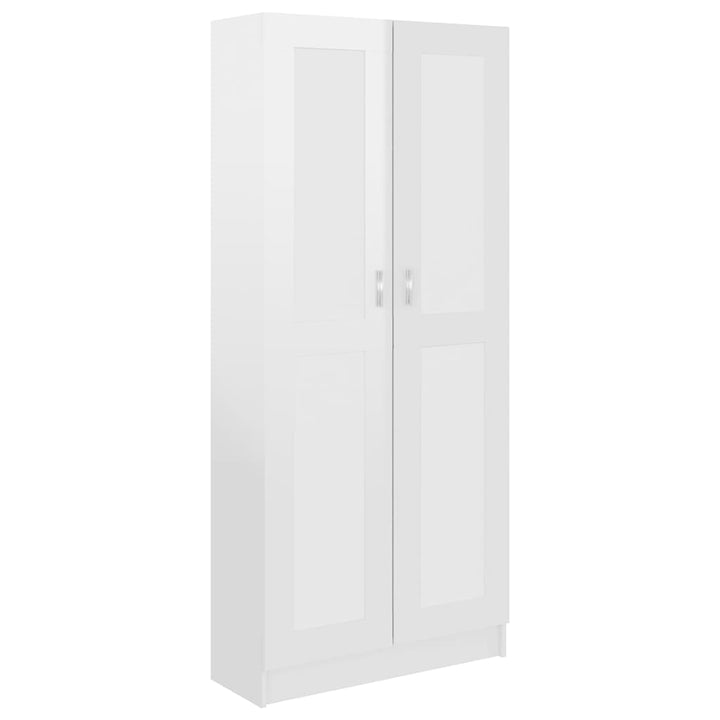bogskab 82,5x30,5x185,5 cm konstrueret træ hvid højglans