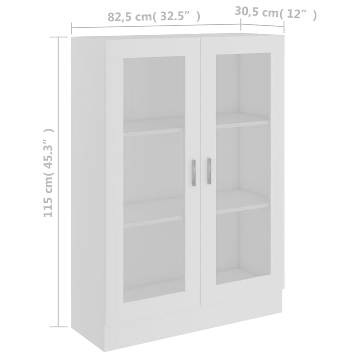 vitrineskab 82,5x30,5x115 cm spånplade hvid