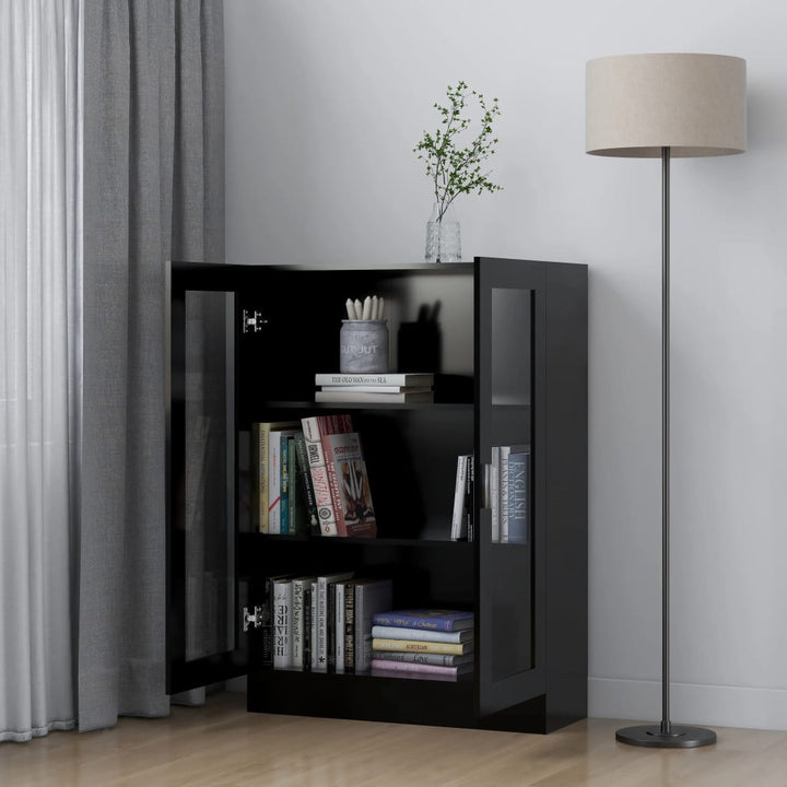 vitrineskab 82,5x30,5x115 cm konstrueret træ sort