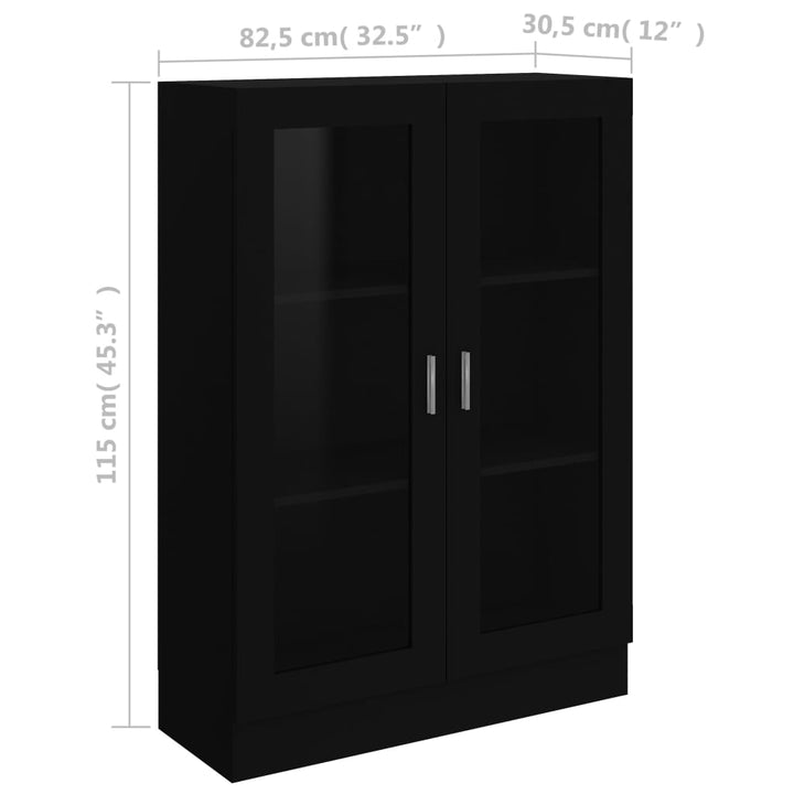 vitrineskab 82,5x30,5x115 cm konstrueret træ sort