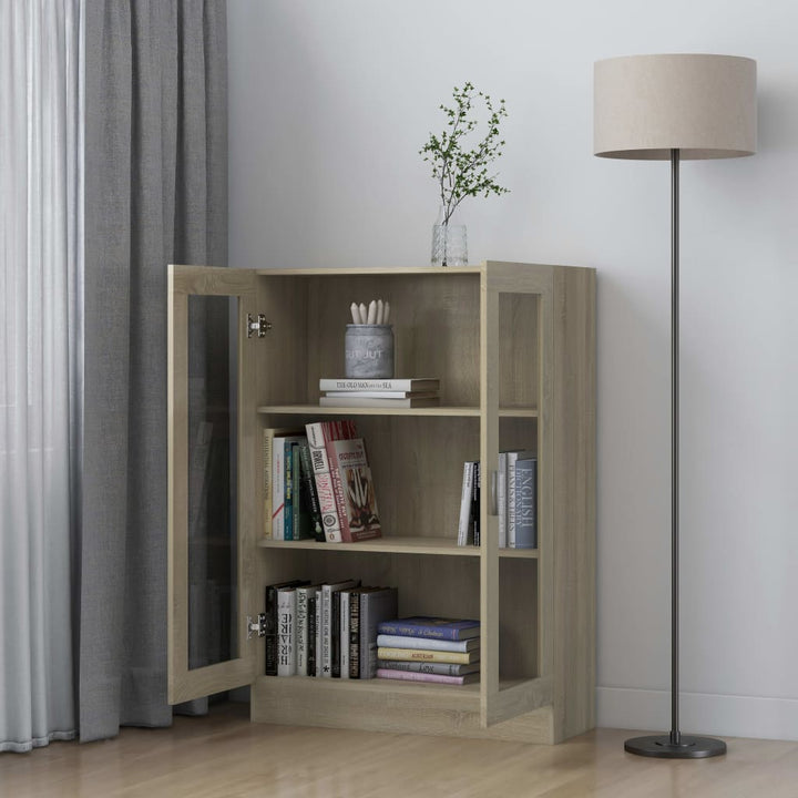 vitrineskab 82,5x30,5x115 cm konstrueret træ sonoma-eg