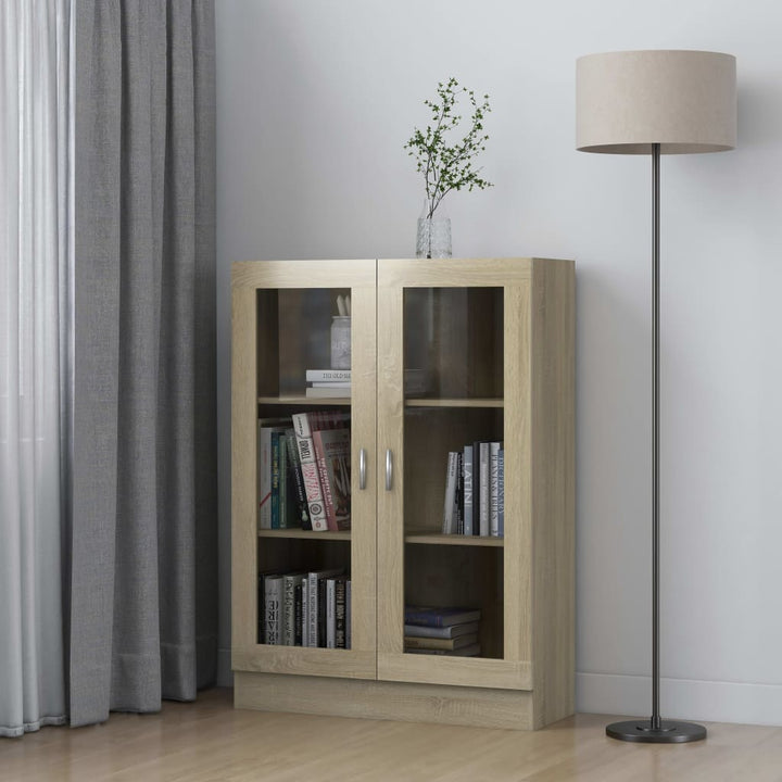 vitrineskab 82,5x30,5x115 cm konstrueret træ sonoma-eg