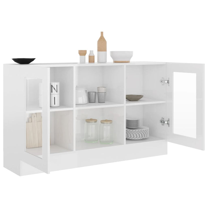 vitrineskab 120x30,5x70 cm konstrueret træ hvid højglans