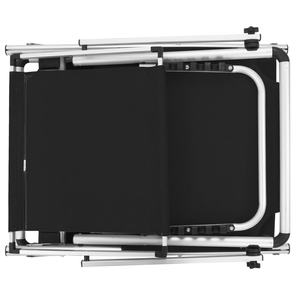 foldbare liggestole m. baldakin 2 stk. aluminium textilene sort