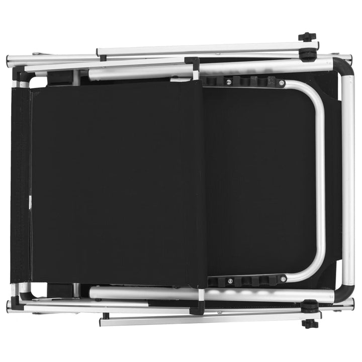 foldbare liggestole m. baldakin 2 stk. aluminium textilene sort