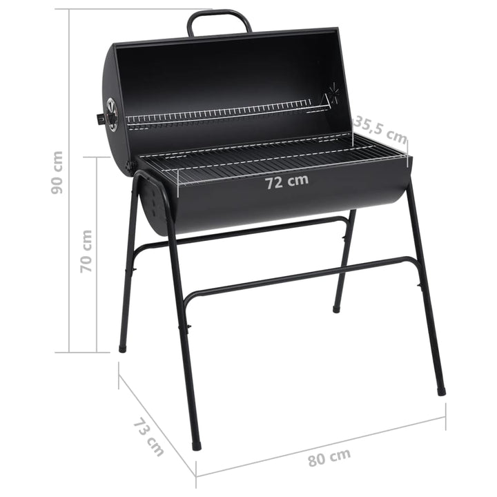 tøndegrill med 2 grillriste 80x95x90 cm stål sort