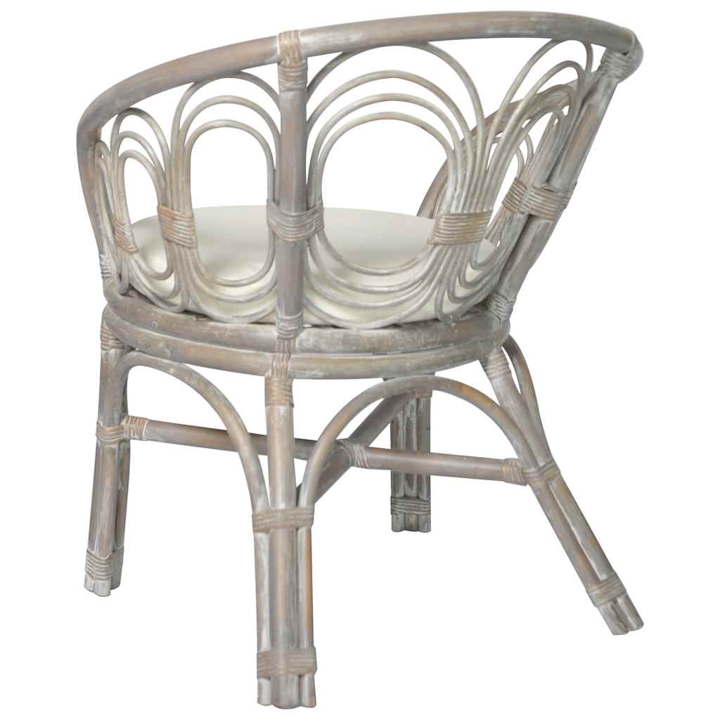 spisebordsstol med hynde naturlig rattan og linned grå