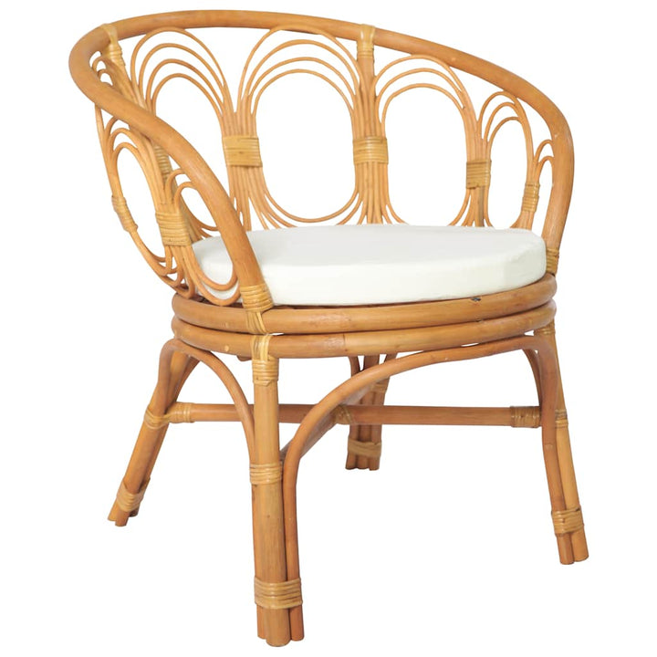 spisebordsstol med hynde naturlig rattan og linned lysebrun