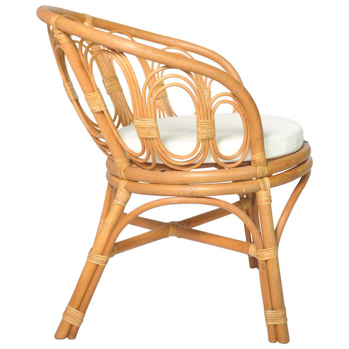 spisebordsstol med hynde naturlig rattan og linned lysebrun