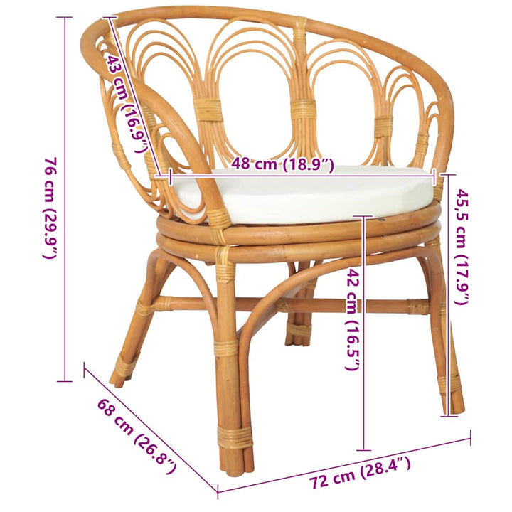spisebordsstol med hynde naturlig rattan og linned lysebrun