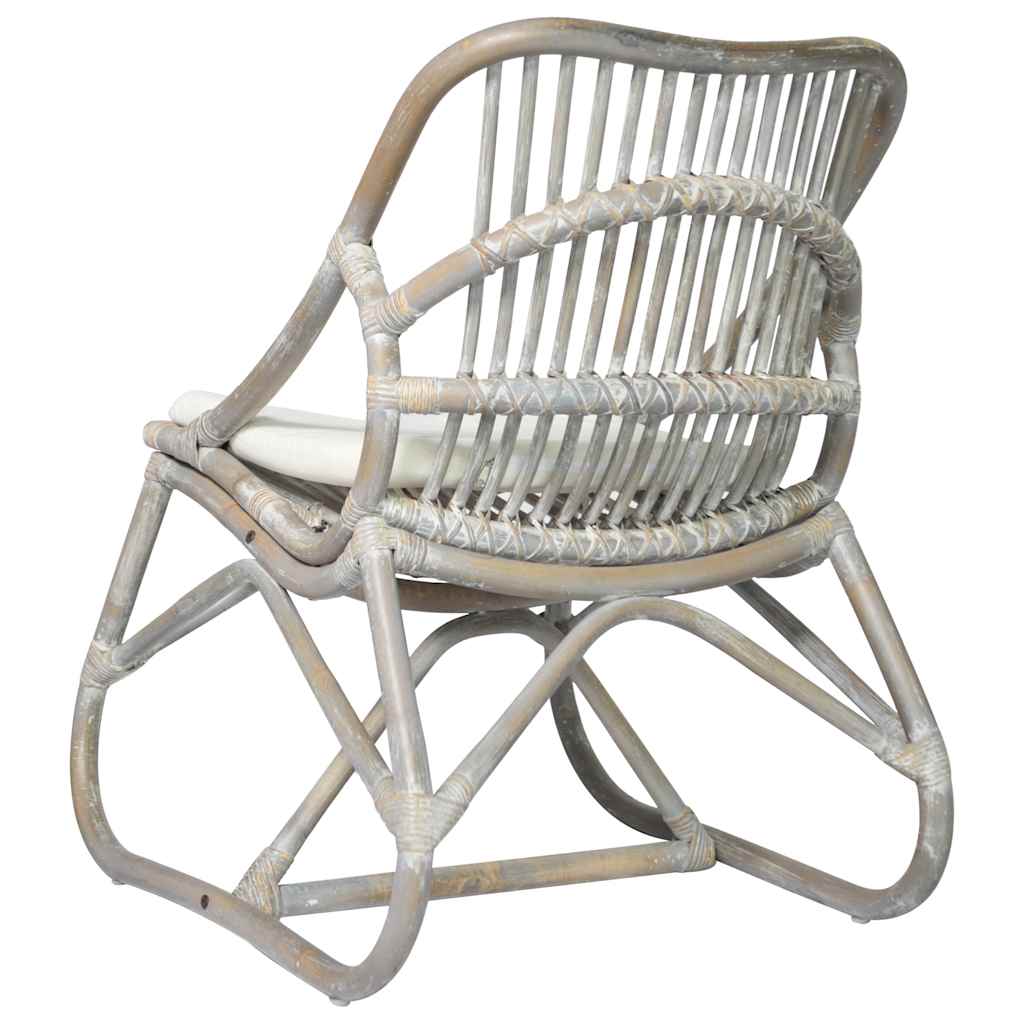 rattanstol linned grå