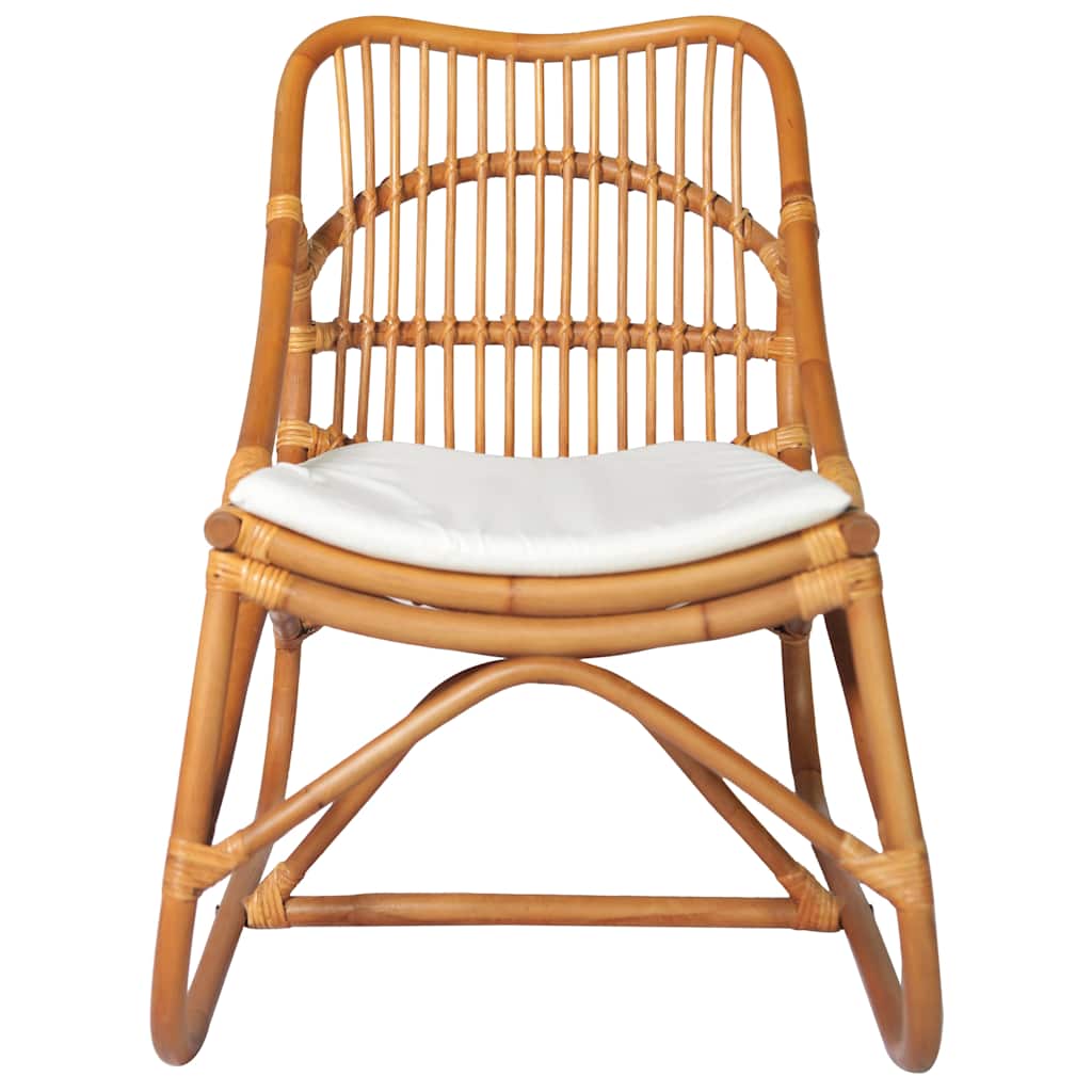 rattanstol linned lysebrun