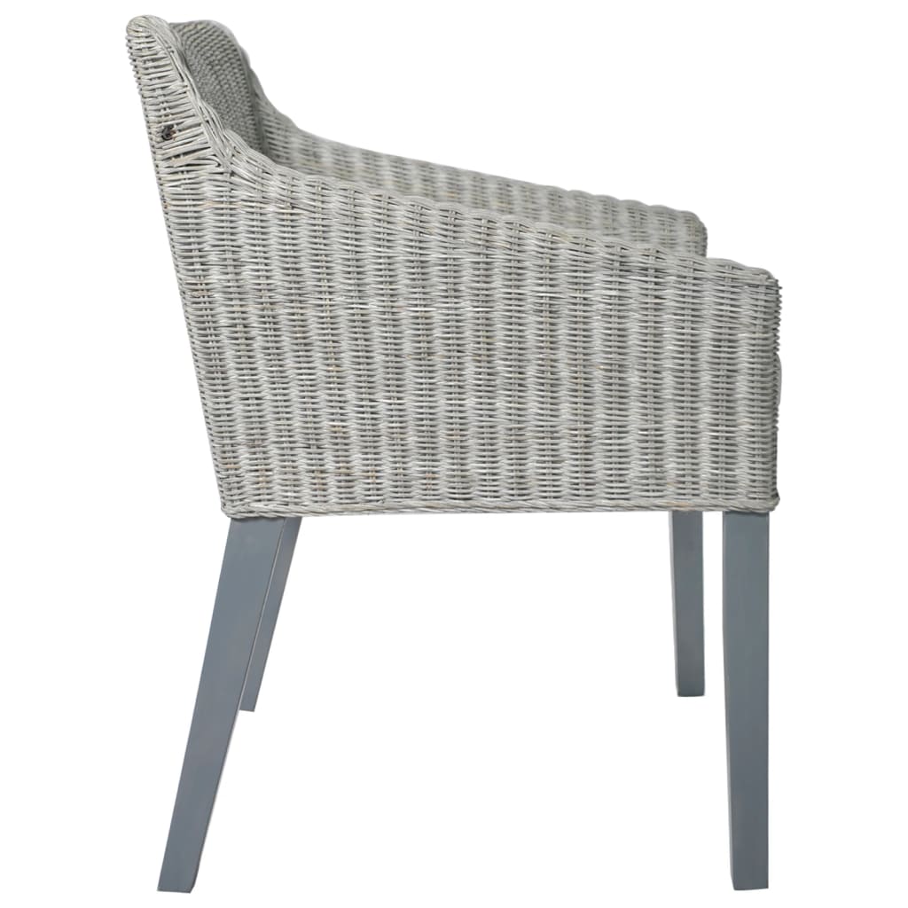 spisebordsstol med hynde naturlig rattan grå