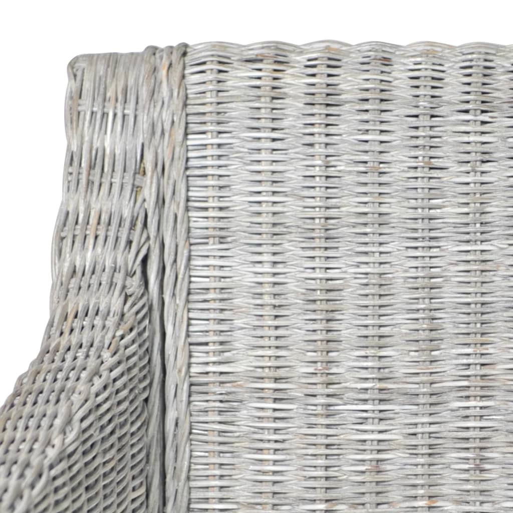 spisebordsstol med hynde naturlig rattan grå