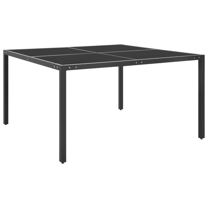 havebord 130x130x72 cm stål og glas antracitgrå