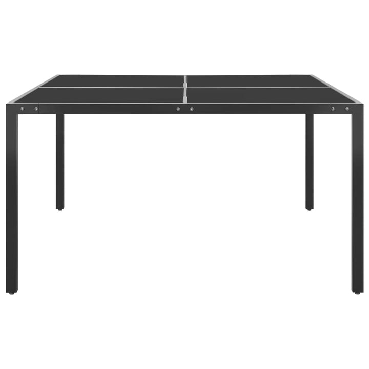 havebord 130x130x72 cm stål og glas antracitgrå