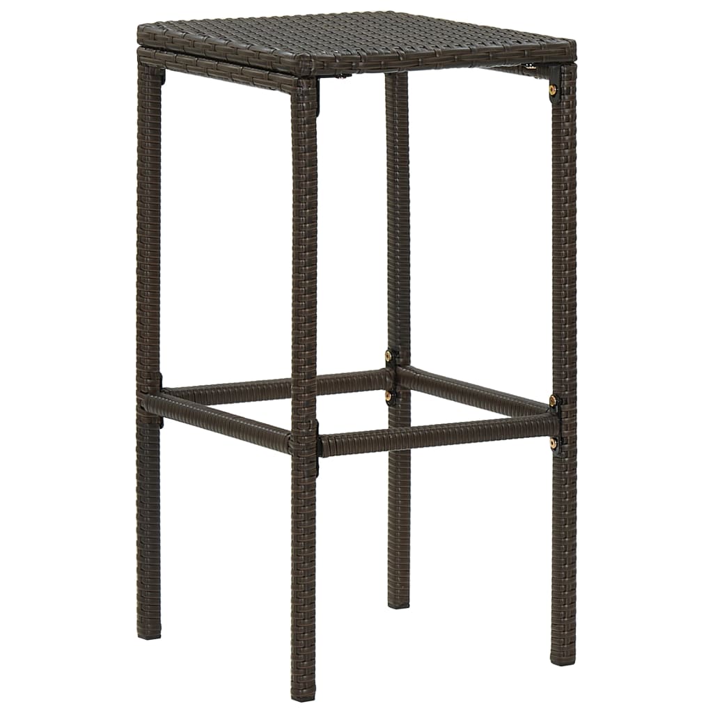 barstole med hynder 3 stk. polyrattan brun