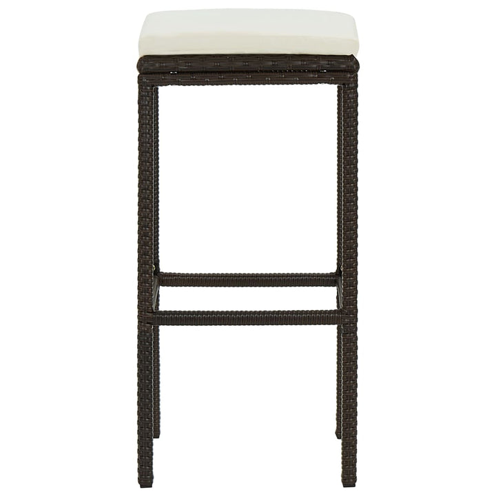 barstole med hynder 3 stk. polyrattan brun