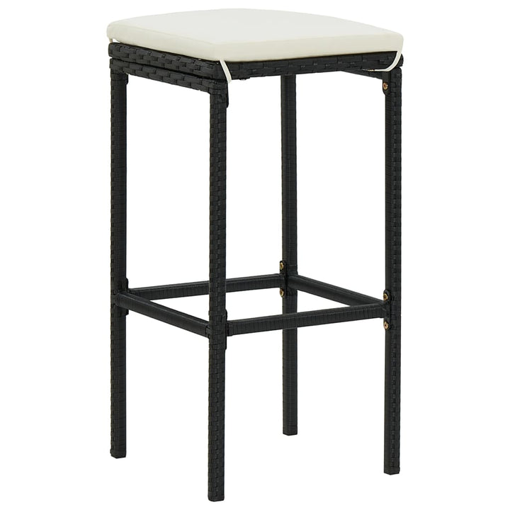 barstole med hynder 3 stk. polyrattan sort
