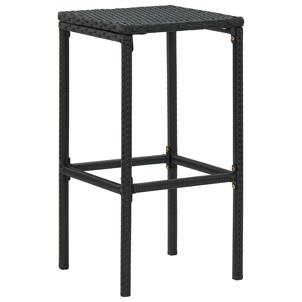 barstole med hynder 3 stk. polyrattan sort